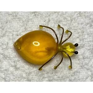 Vintage Amber Spider Bug Insect Ant Brooch Pin Collectible Halloween